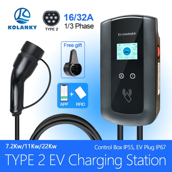 Nopean latauksen sähköautojen asema, 11 kW teho, Type 2 yhteensopivuus,11kW, TYYPE2
