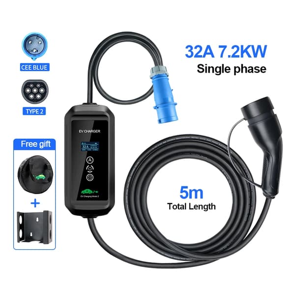 EV-laturi, 7.2 kW teho, 32A virta,F1-7,2 kW normaalisti, Tyyppi2