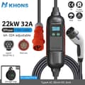 Pikkukuva 2 / 2: Khons EV Kannettava Latauslaite, 22KW Teho, Säädettävä Virta 6A-32A,22kw 32A 3-vaihe, TYYPPI2