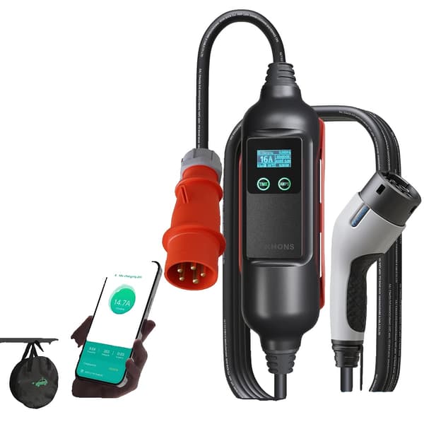 Kannettava sähköauton laturi, 11 kW teho, säädettävä 6A-16A virta,11KW 16A 3-vaihe, TYYPPI2