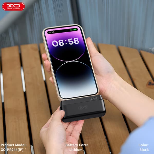 XO Mini Powerbank 20W 5000 mAh Lightning-liittimellä - Svart