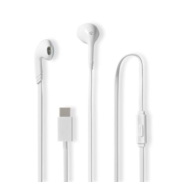 Nedis Kablede Hovedtelefoner | USB-C™ | Kabellængde: 1.20 m | Indbygget mikrofon | Volumenkontrol | Hvid