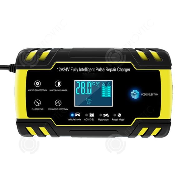 INN Laddare Batteri Bilar 12/24V 8A 150AH Intelligent Batteri Laddare Intelligent Säure och Batterier Underhåll Gul