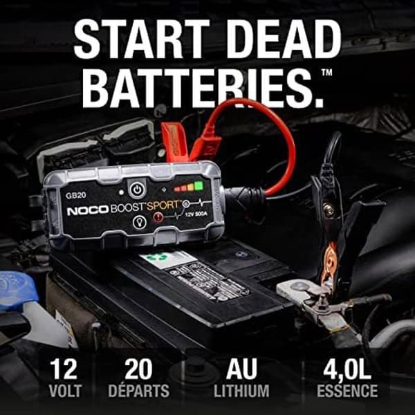 NOCO Boost Sport GB20 500A 12V UltraSafe Lithium Car Battery Booster, USB bärbar batteriladdare och startkablar