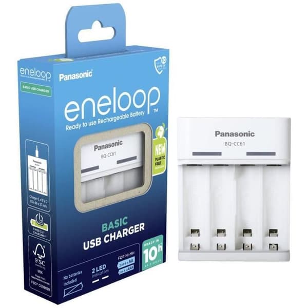 Panasonic BQ-CC61 NiMH rund batteriladdare LR03 (AAA), LR6 (AA)