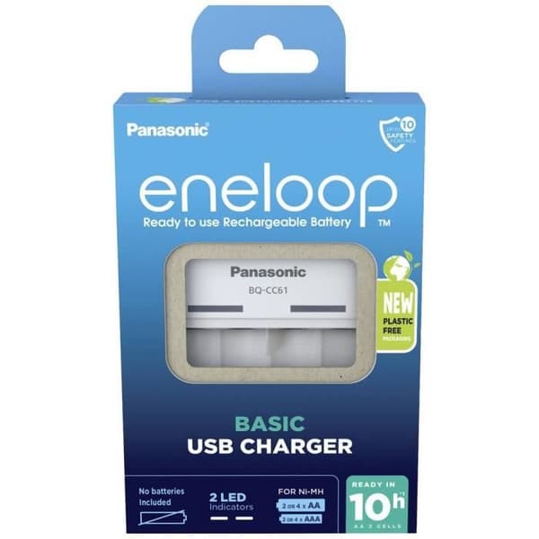 Panasonic BQ-CC61 NiMH rund batteriladdare LR03 (AAA), LR6 (AA)