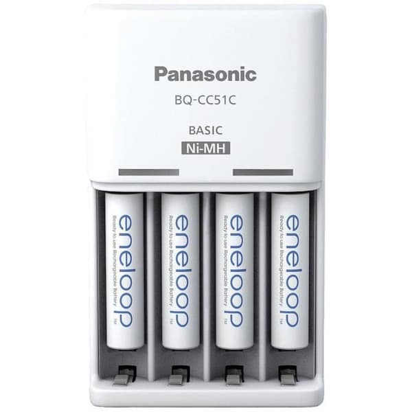 NiMH-laddarblock med Panasonic Basic BQ-CC51-batterier + 4x eneloop AAA