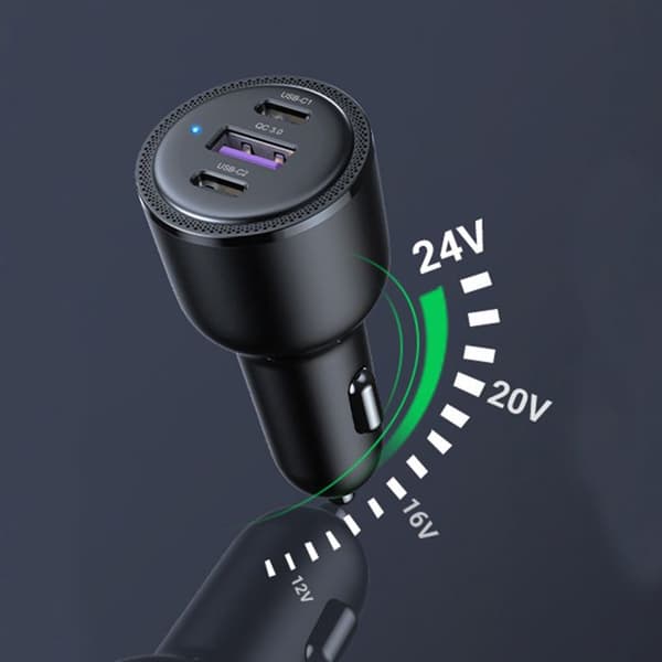Bil-laddare 2xTyp-C, USB, 69W - Ugreen (20467) - Svart