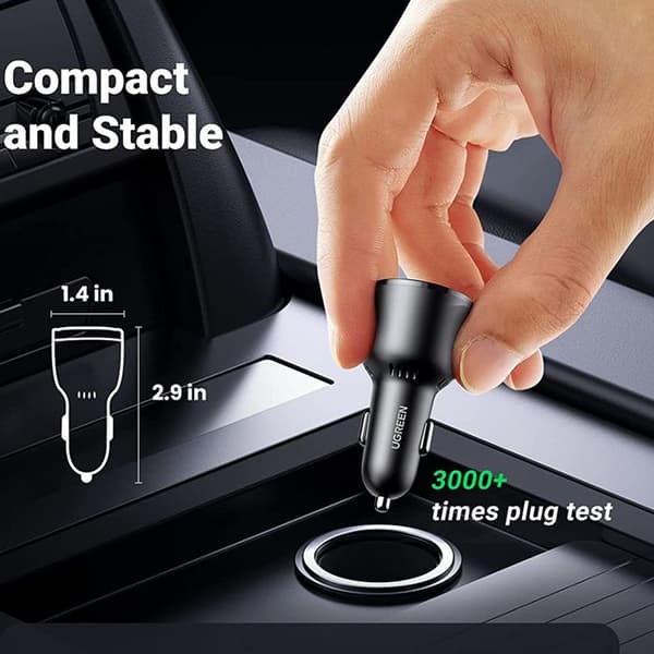 Bil-laddare 2xTyp-C, USB, 69W - Ugreen (20467) - Svart