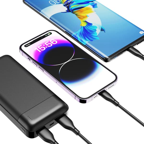 Dudao Powerbank 10000mAh 10W med USB, USB-C och MicroUSB - Svart