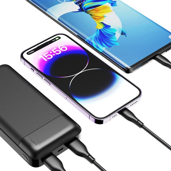 Dudao Powerbank 20000mAh 10W med USB, USB-C och MicroUSB - Svart