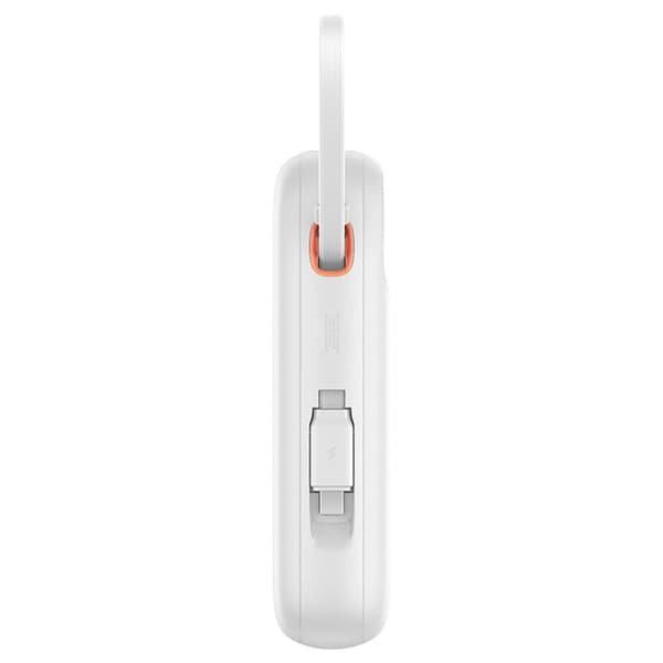 Baseus QPow 2 Powerbank 20000mAh 30W med innebygde USB-C-kabler - Hvit