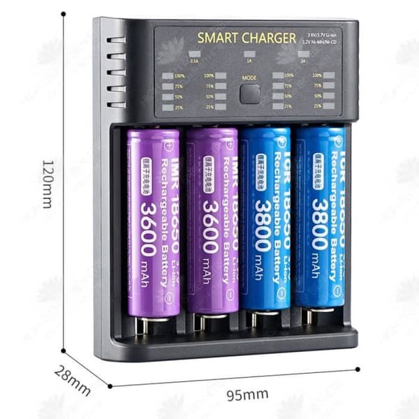 HTBE® Li-ion-batteri med 4 platser AA Ni-MH-batteri 1,2 V USB 2A-gränsladdare Smart Li-ion-batteriladdare