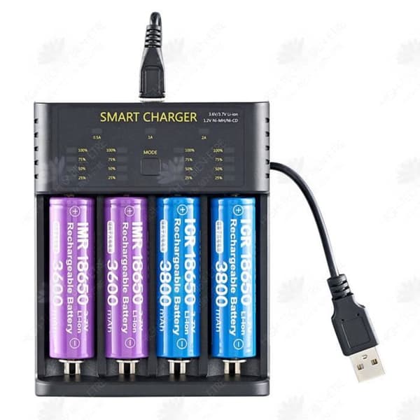 HTBE® Li-ion-batteri med 4 platser AA Ni-MH-batteri 1,2 V USB 2A-gränsladdare Smart Li-ion-batteriladdare