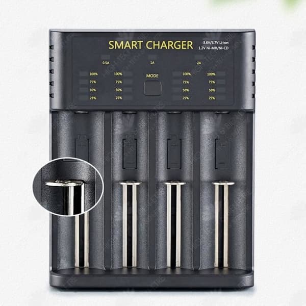 HTBE® Li-ion-batteri med 4 platser AA Ni-MH-batteri 1,2 V USB 2A-gränsladdare Smart Li-ion-batteriladdare