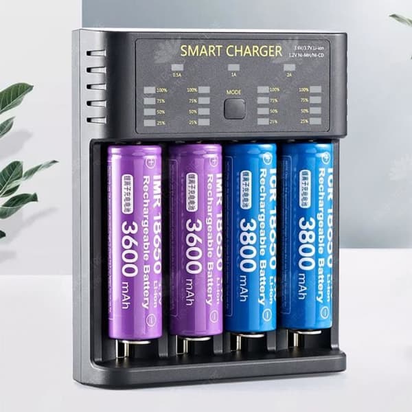 HTBE® Flera kompatibla smarta LED-lampor visar batterinivå AA Ni-MH 5V 2A litiumjonbatteri Laddare
