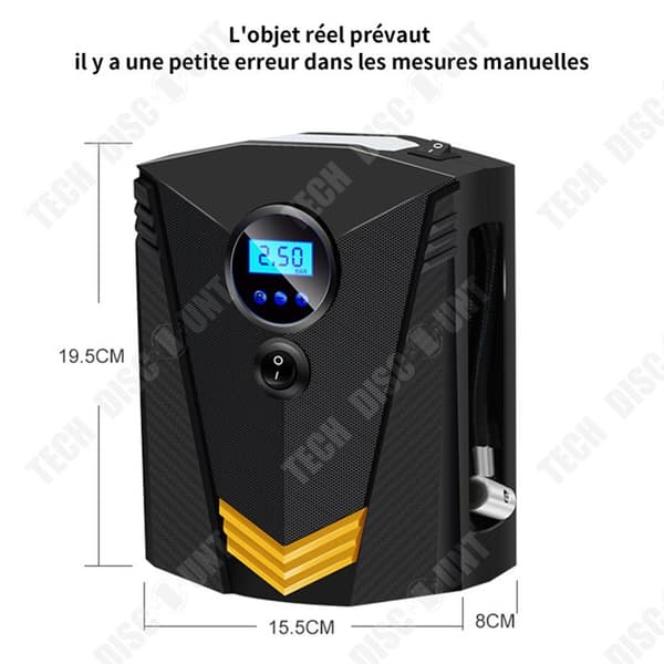 TD 1st Bärbar biluppblåsningspump 12V digital display däckpump autostopp med LED-ljus uppblåsningspump