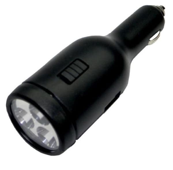 Strömförsörjningsadapter 12-24V till USB 5VDC 1,5A + ficklampa