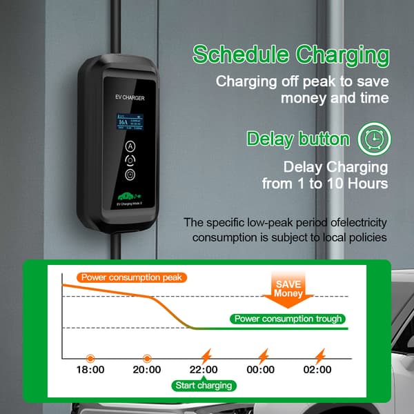 Kannettava sähköauton laturi, säädettävät virta-asetukset, maksimi teho 11 kW,TYYPE2, 11KW-10M