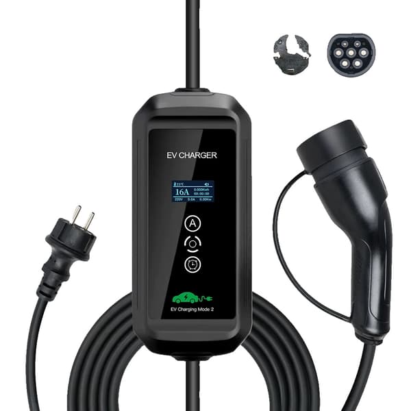 3,6 kW elbilsladdare, justerbara ströminställningar, hållbar TPU-kabel,3.6KW-5M