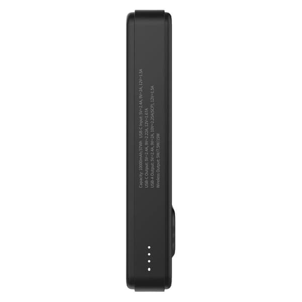 10000mAh powerbank med 22,5W hurtigopladning, Qi2 trådløs opladning og indbygget stander