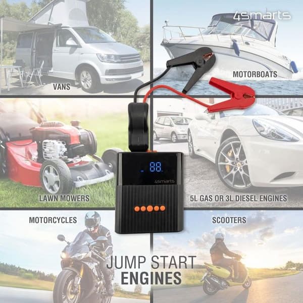 4smarts Jump Starter PitStop 8800mAh med kompressor och lampa svart