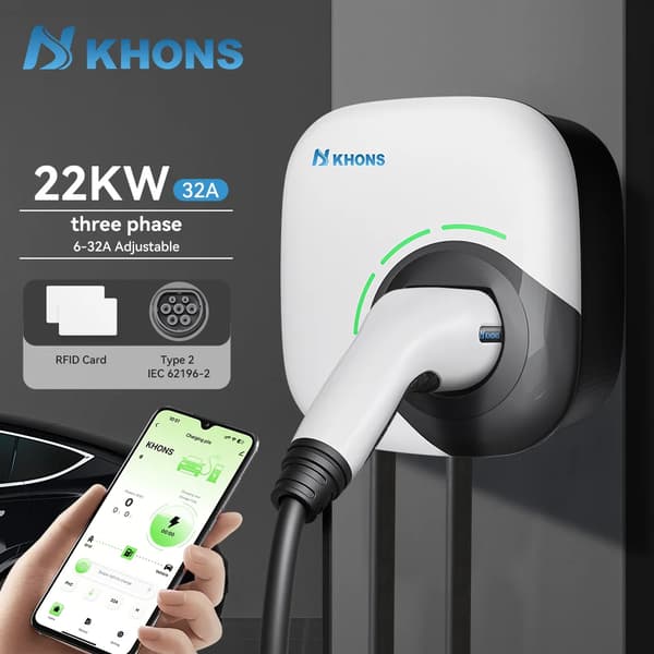 Elbilsladdare, 22 kW effekt, 32 A ström,TYP2, 22KW 32A 3Fas