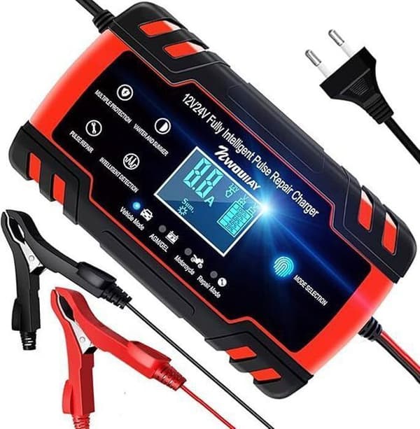 Batteriladdare - Intelligent - 12V/24V - 8A - LCD-skärm - Flera skydd