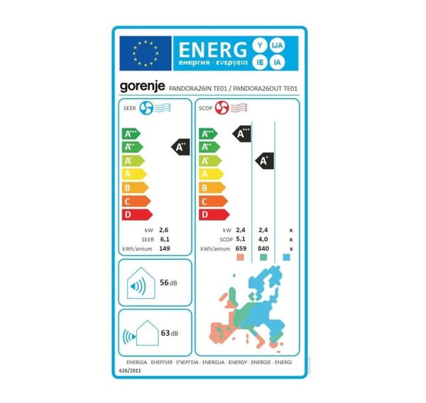 Gorenje, klimaanlegg, innendørsenhet, 20011518 PANDORA26 TE01