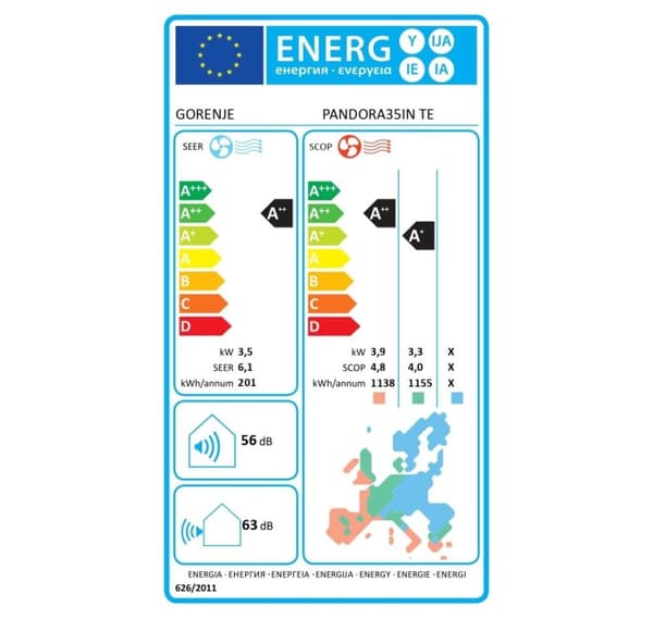 Gorenje, klimaanlæg, indendørsenhed, 20011519 PANDORA35 TE01