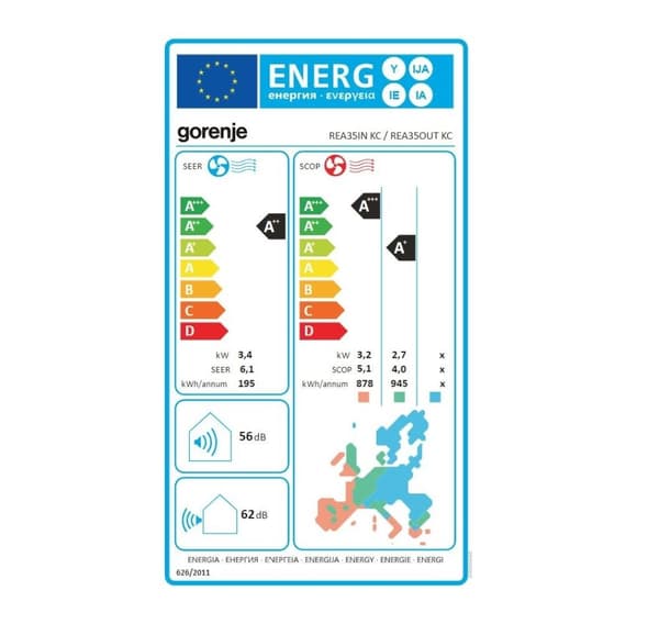 Gorenje, klimaanlegg, innendørsenhet, 20003665 REA35IN KC