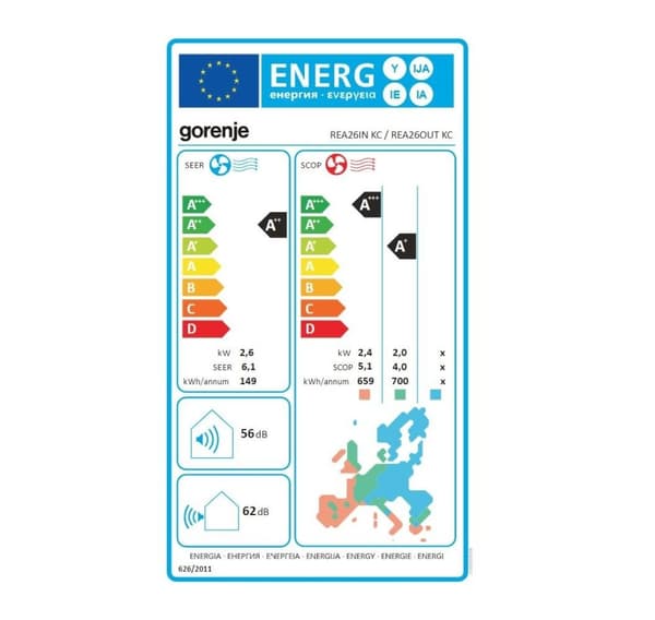 Gorenje, T1, H/P, INVERTER, Aircondition, Udendørsenhed, 20003657 REA26 KC