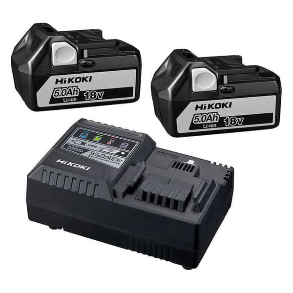 Batteripack - HIKOKI - UC18YSL3WGZ - 2 x 5,0Ah Li-ion - Snabbladdare 18V - 32 min laddning