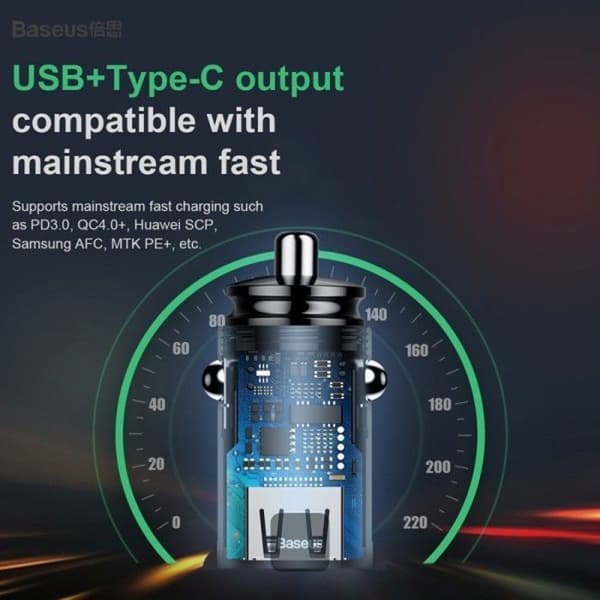 Baseus Dual USB Typ C billaddare 30W USB 3.0 Quick Charge 4.0 3.0 för Samsung Huawei Super Charging