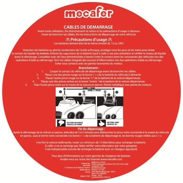 MECAFER Startkablar 25 mm² 350A