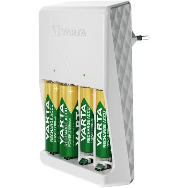 Laddare - VARTA - Plug-laddare - Vit - 4 uppladdningar - 2100 mAh