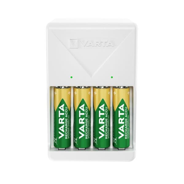 Laddare - VARTA - Plug-laddare - Vit - 4 uppladdningar - 2100 mAh