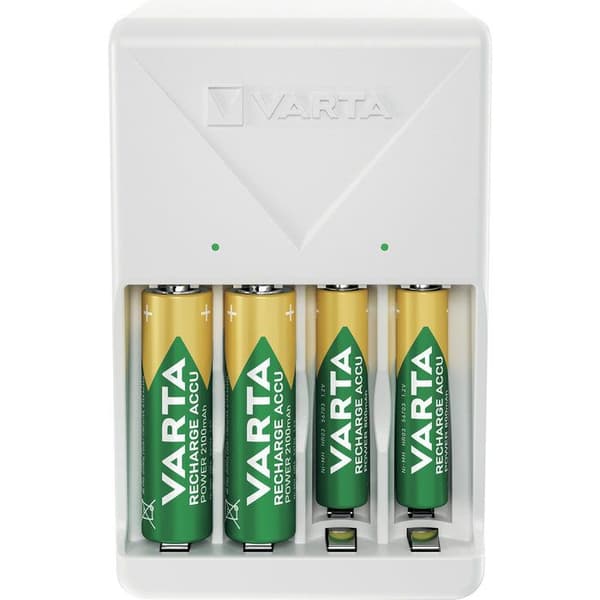 Laddare - VARTA - Plug-laddare - Vit - 4 uppladdningar - 2100 mAh