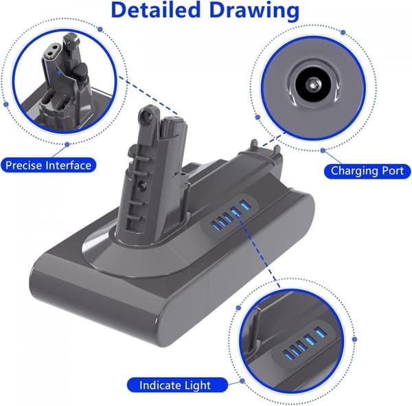 Batteri kompatibelt med Dyson V10 modeller, 25.2V,  2500mAh, 63Wh