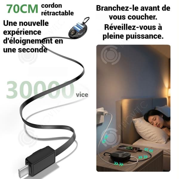 INN Externbatteri 10000mAh snabb laddning tvåvägs 22W inkluderar 70cm laddningskabel inbyggd krok fallskydd