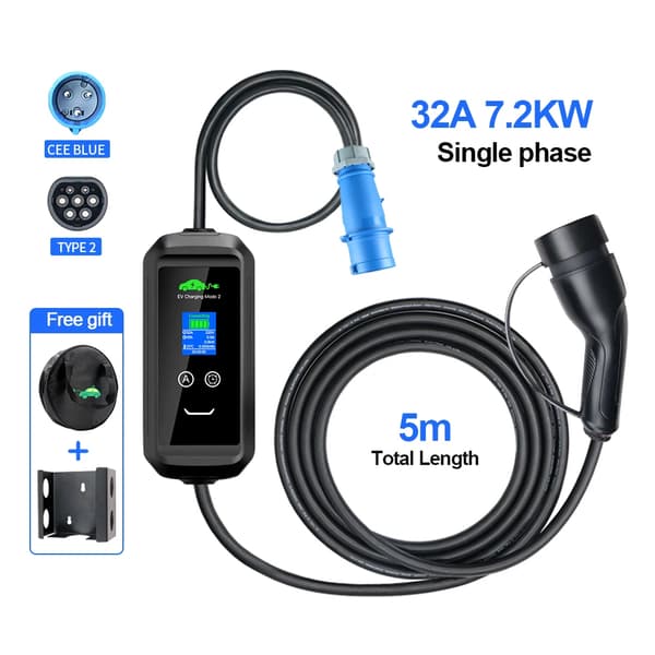 EV-laturi, 7.2 kW teho, 32A virta,F2-7,2 kW normaalisti, Tyyppi2