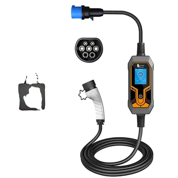 Bærbar EV-lader, 5 m kabel længde, IP65 vandtæt rating,7KW 32A 1Fase, TYPE2