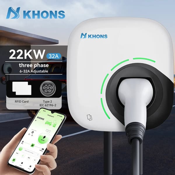 EV-laddstation, 22 kW effekt, justerbar ström 6A-32A,TYP2, 22KW 32A 3Fas