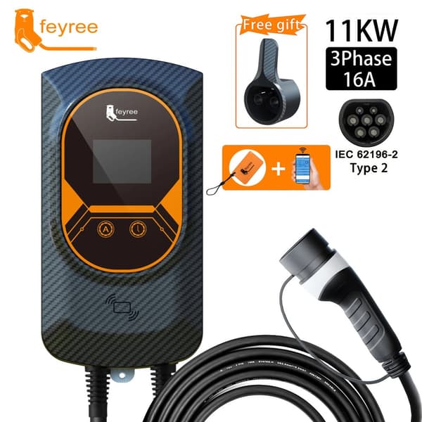 EV-ladestation, 22KW strøm, smart app-kontrol,11KW 16A 3 fase, TYPE2