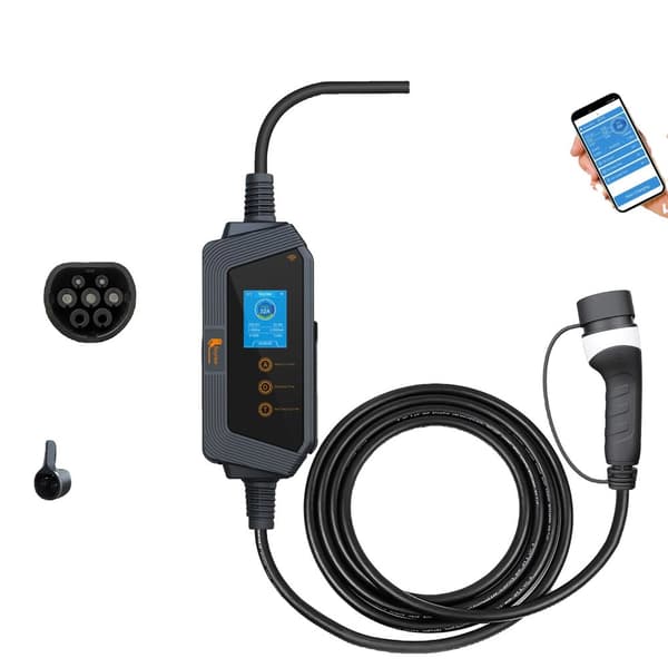 Bärbar EV-laddare, 7KW effekt, justerbar laddningsström,7KW APP INGEN Adapter