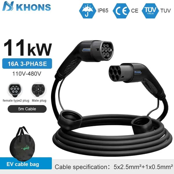 EV-ladekabel, 11KW effekt, IP65 vandtæt beskyttelse,11KW 16A 3Fase