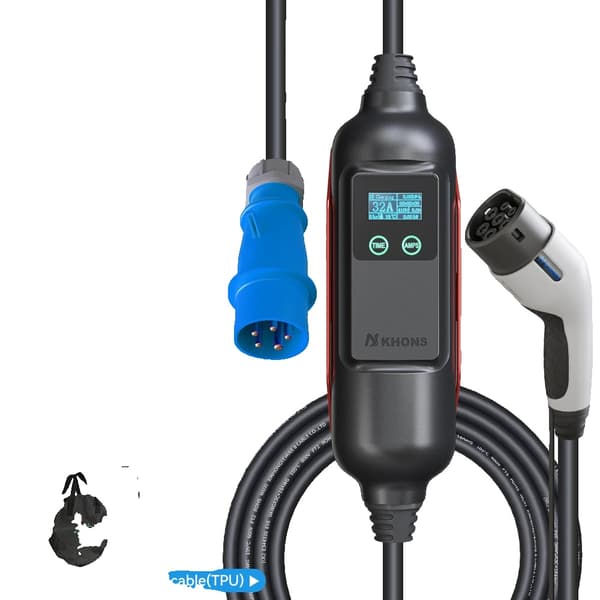 Sähköajoneuvon laturi, 7 kW teho, IP65-luokitus,TYYPE2, 7KW ja 16A Adapter-a