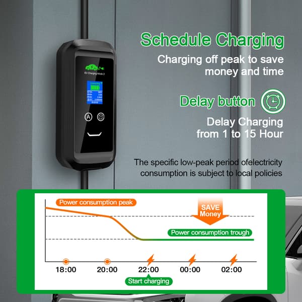 Bærbar EV-lader, 3,6KW effektudgang, smart WiFi-kontrol,TYPE2