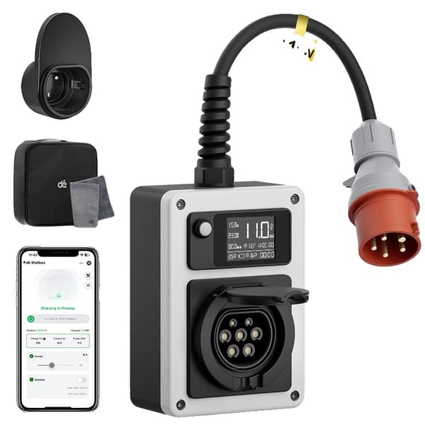 EV-lader, maksimal effekt 11 kW, justerbar strøm 6A-16A,11kW med App, Type 2 Stik
