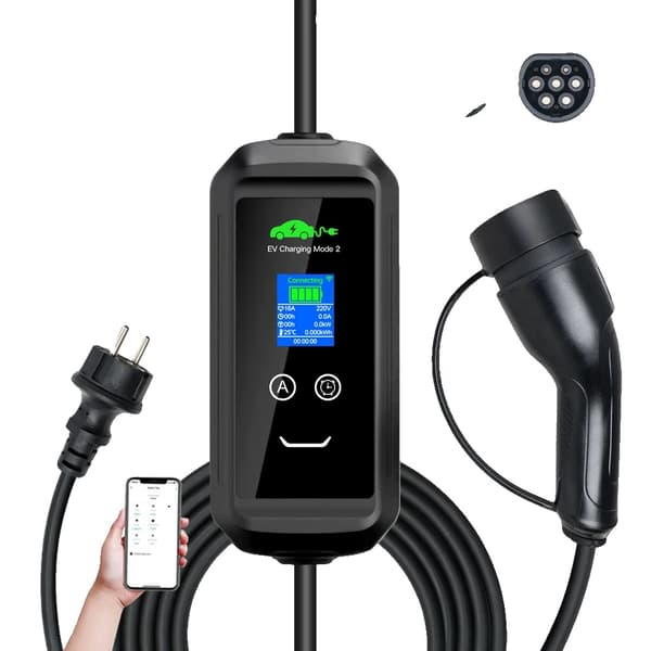 Kannettava sähköauton laturi, 3.6 kW teho, säädettävät virta-asetukset,TYYPE2, F2-T2-3.6KW-APP-5M